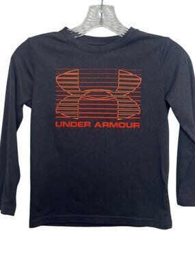 Under Armour Kids Long Sleeve Shirt Boys 6 Gray Orange Logo